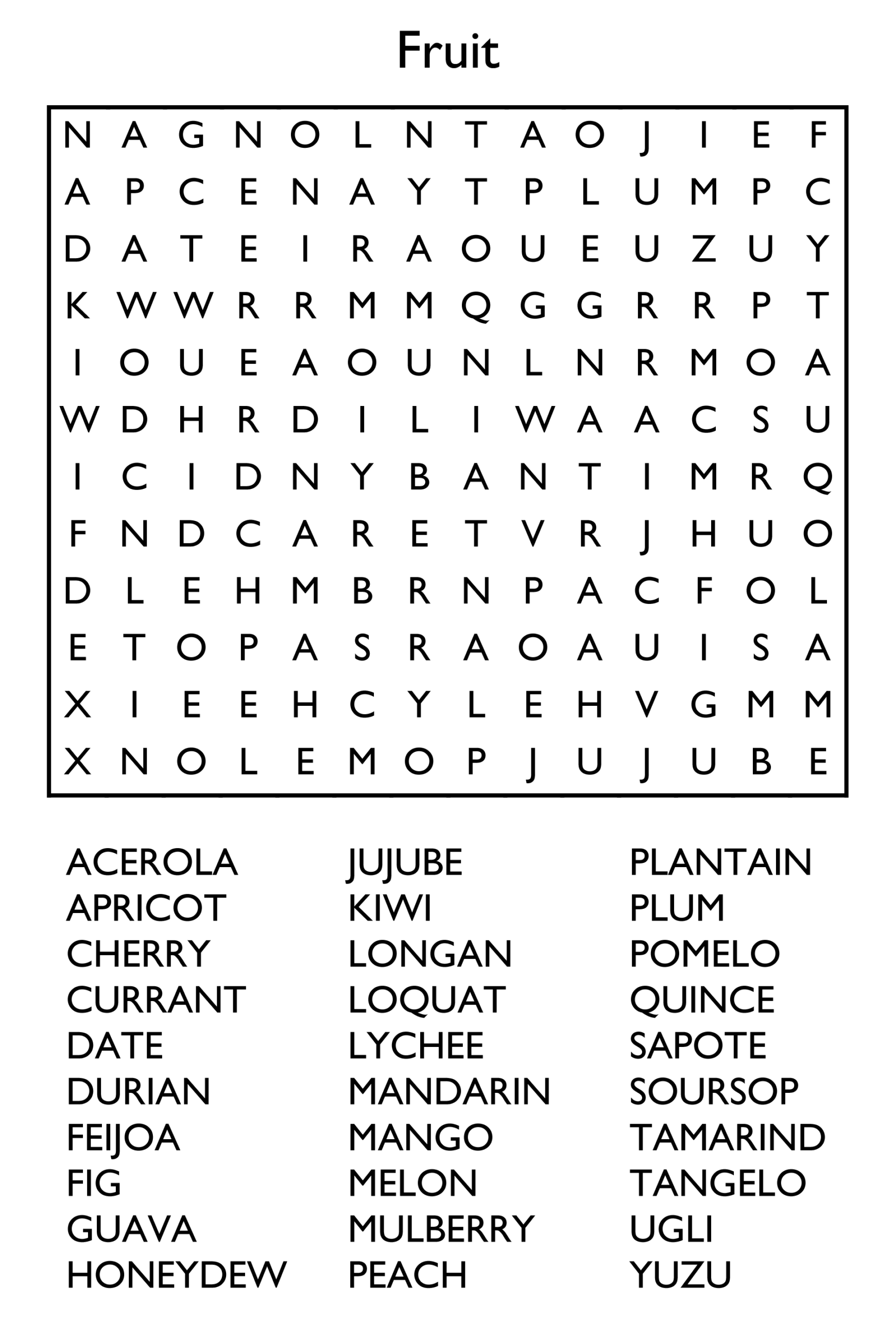 Printable Online Word Search Puzzles