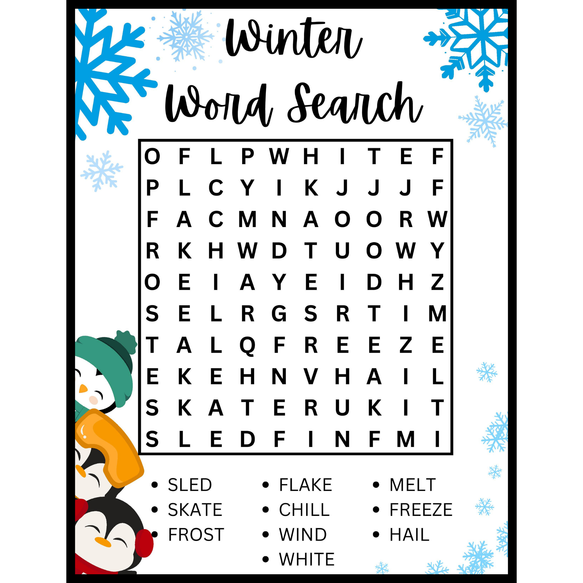 Word Search For Second Graders Printable