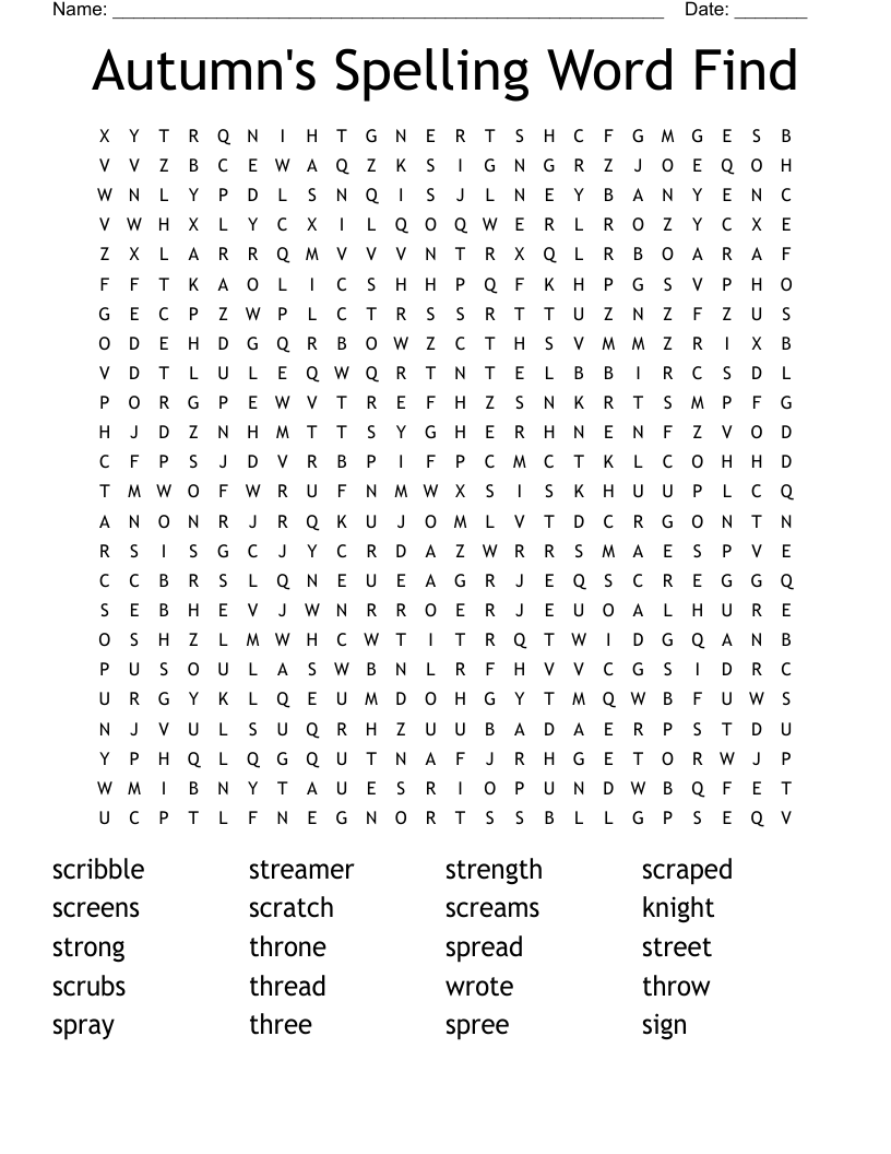 3 Letter Consonant Blends Word Search WordMint