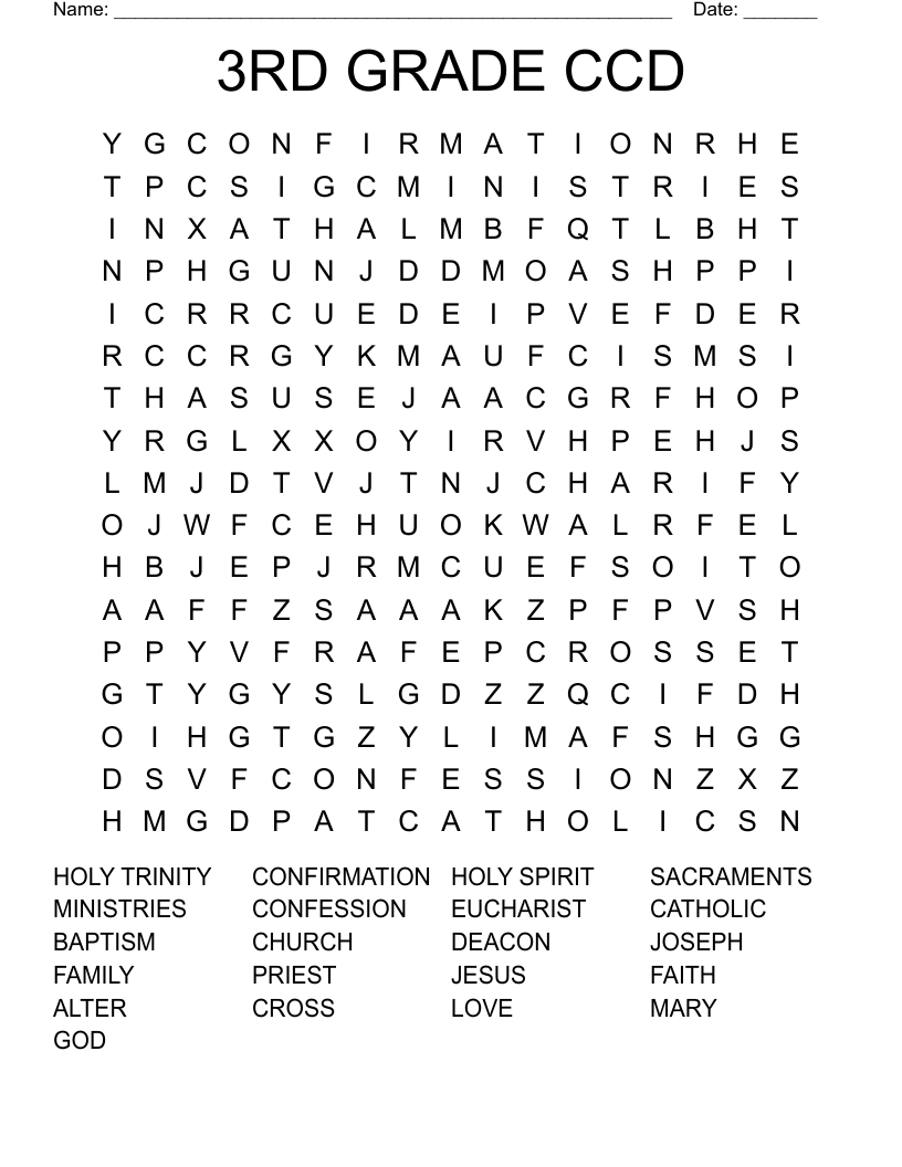 Printable Word Searches For 3rd Graders