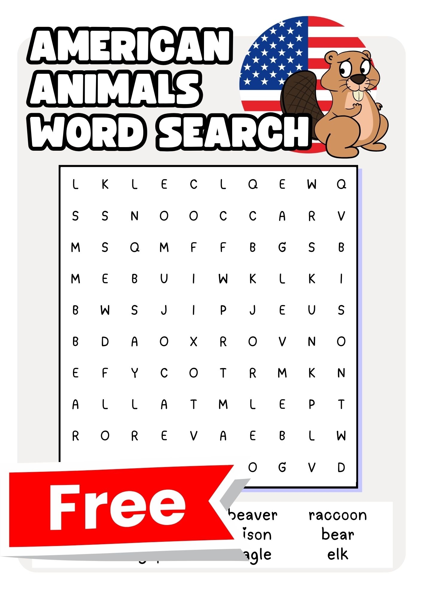 Farm Animals Word Search Printable