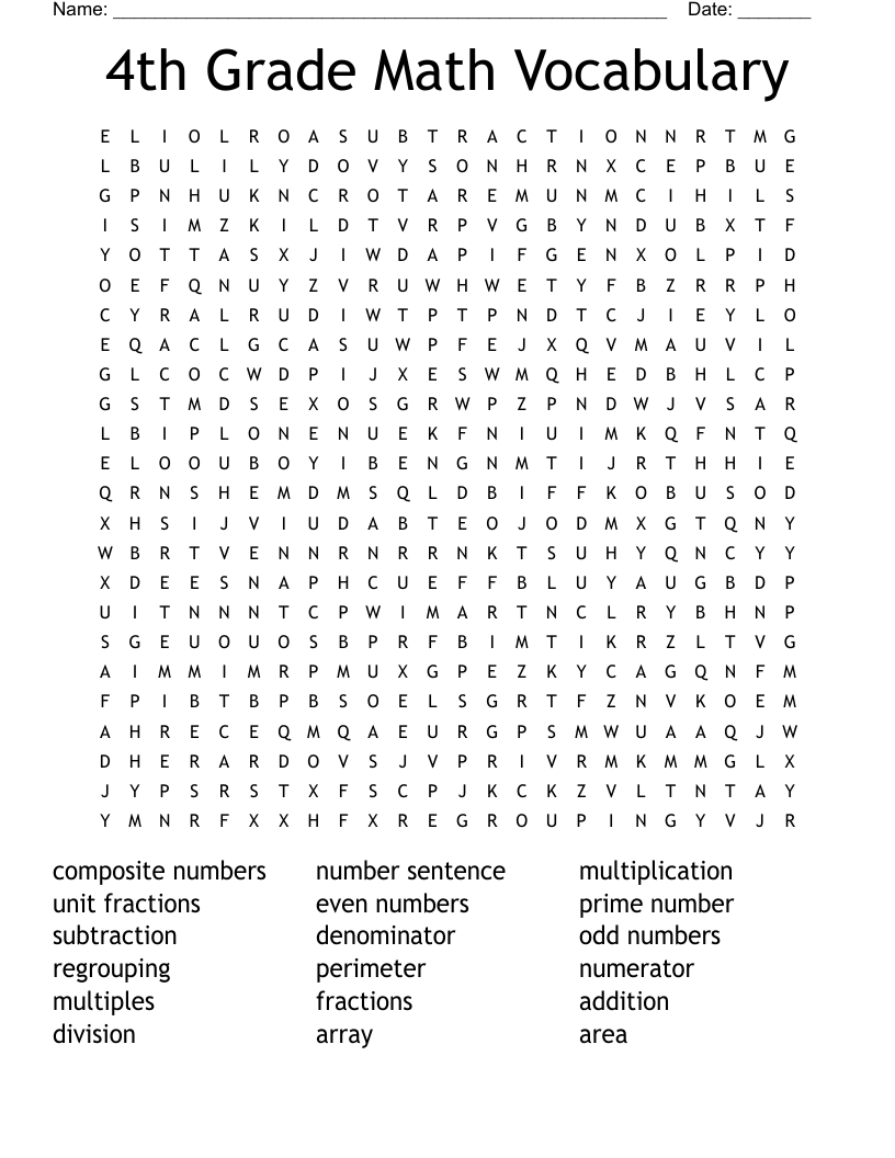Printable Word Searches For 4th Graders