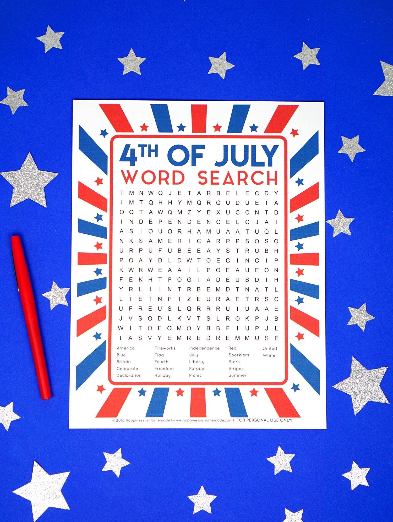 4th Of July Word Search Free Printable Happiness Is Homemade