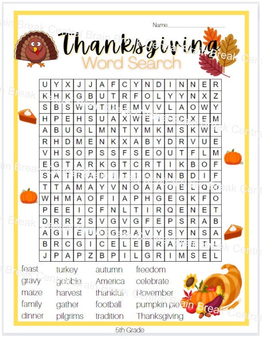 Word Search 5th Grade Printable
