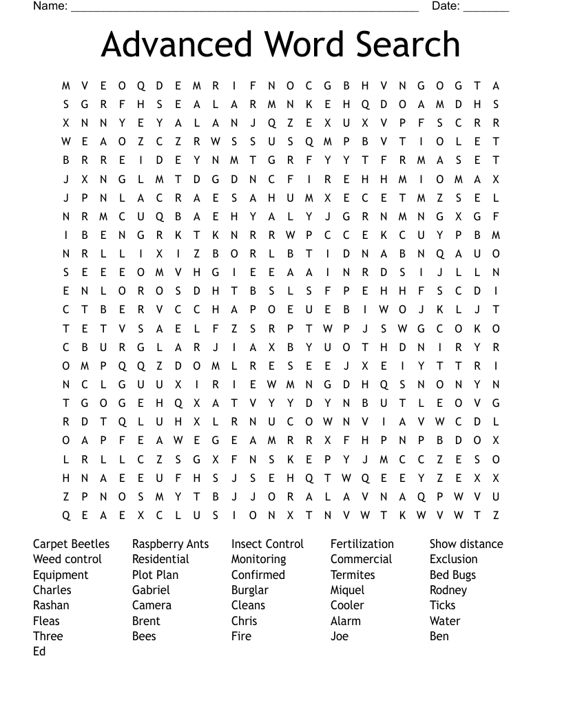 Advanced Word Searches Printable