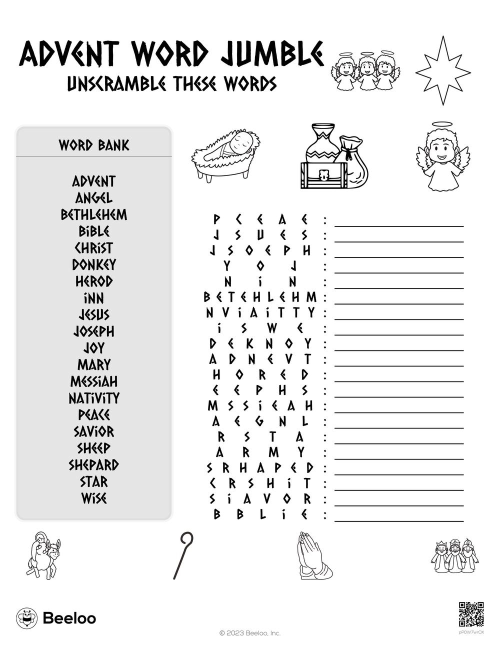 Advent Word Search Free Printable