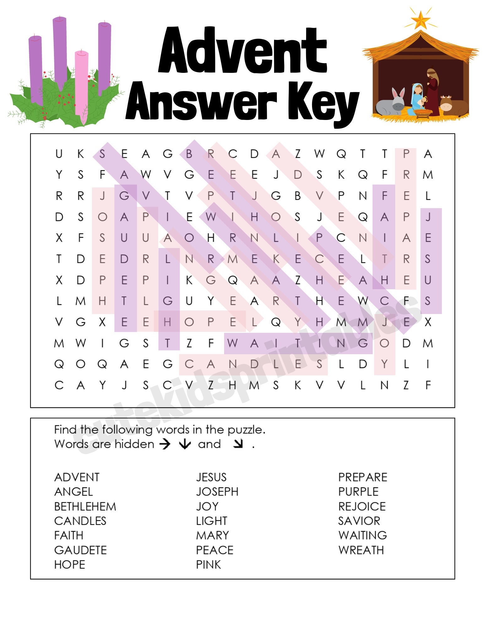 Advent Word Search Printable For Classroom Homeschool Or Home Use Etsy