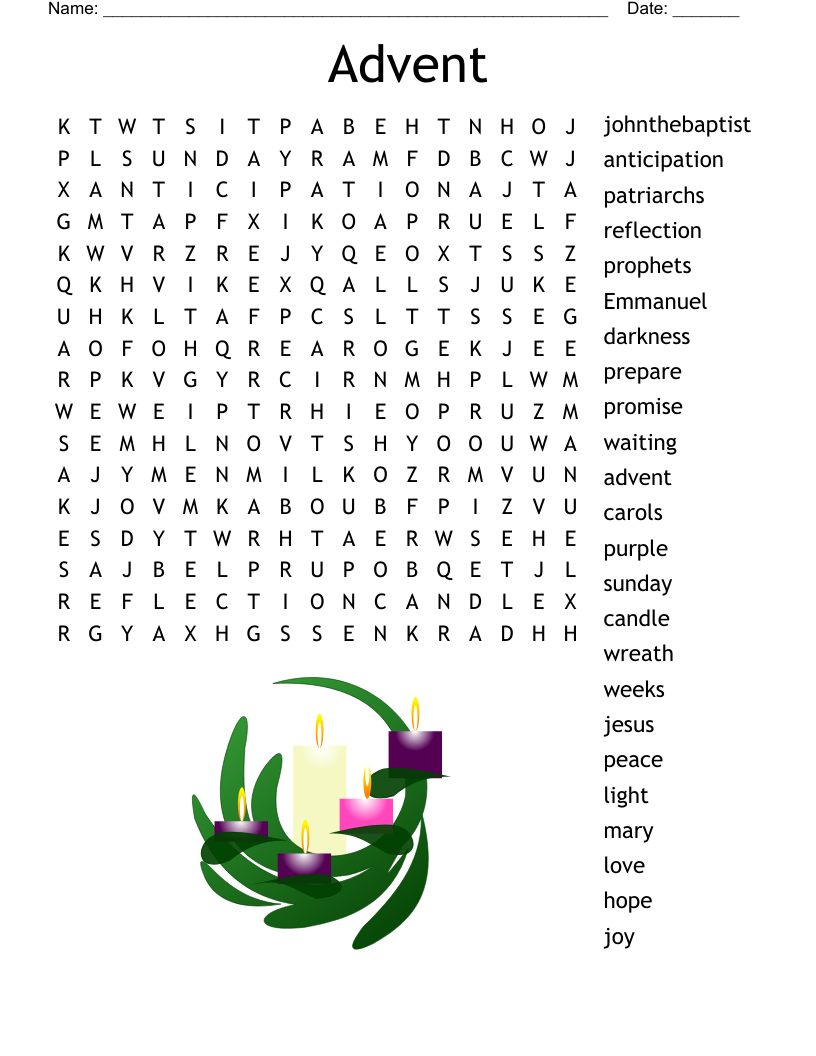 Advent Word Search Free Printable Pdf