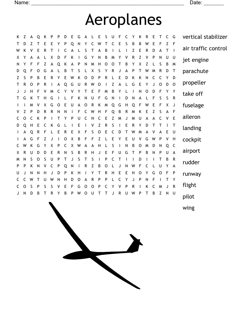 Airplane Word Search Printable