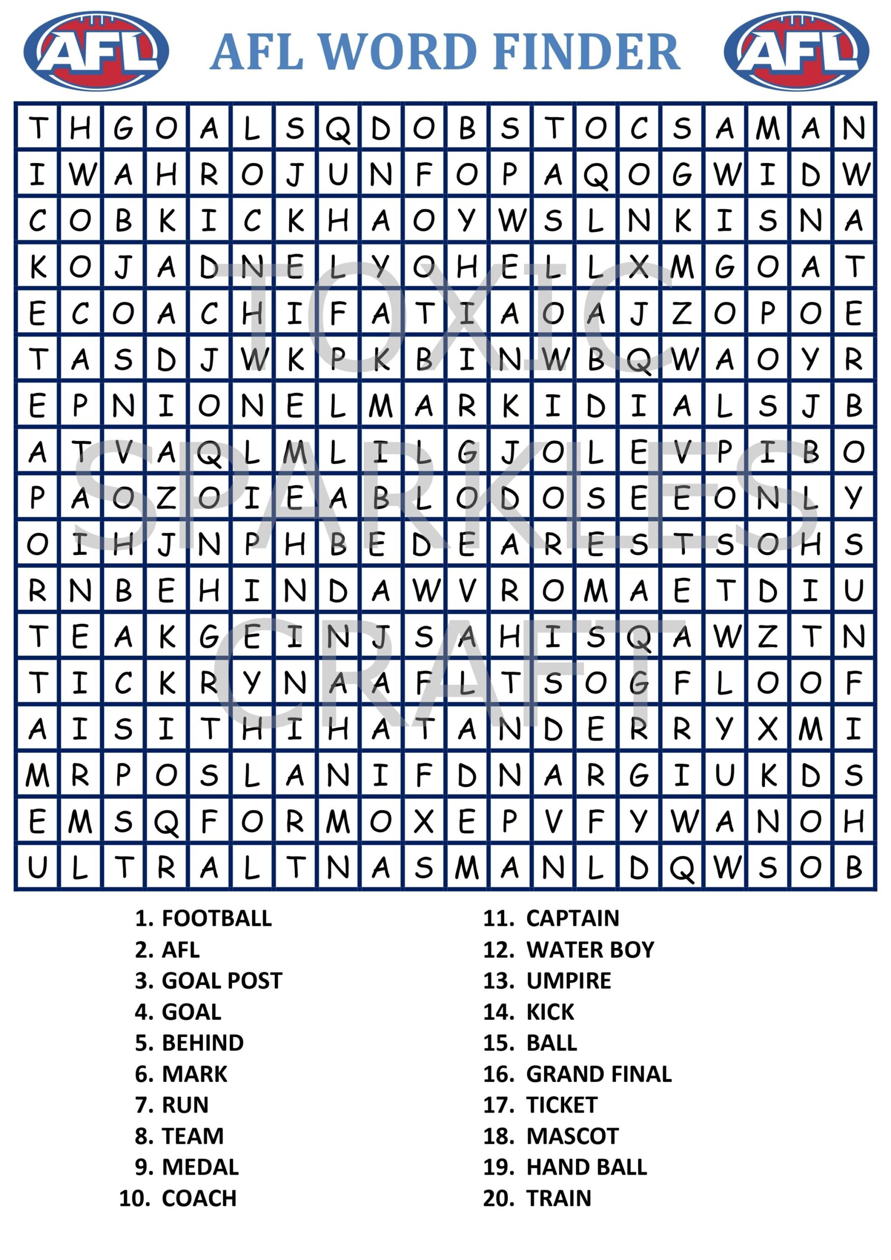 AFL WORD FINDER 2 Word Search Puzzles
