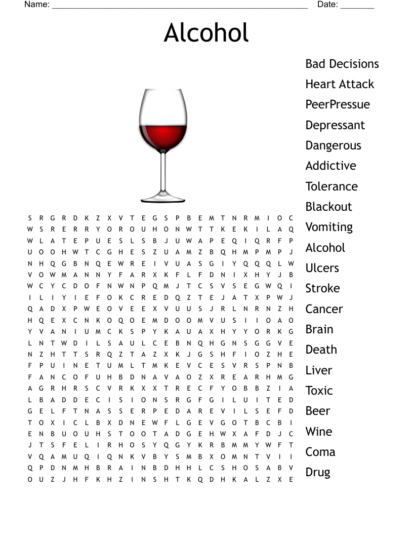 Alcohol Word Search WordMint