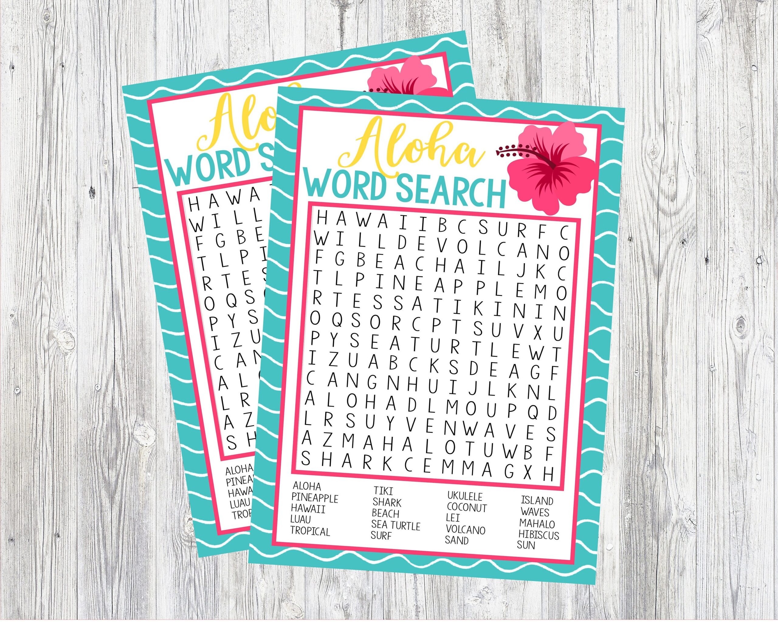Aloha Word Search Game Printable Word Search Game For Luau Hawaii Aloha Party Instant Digital Download Etsy