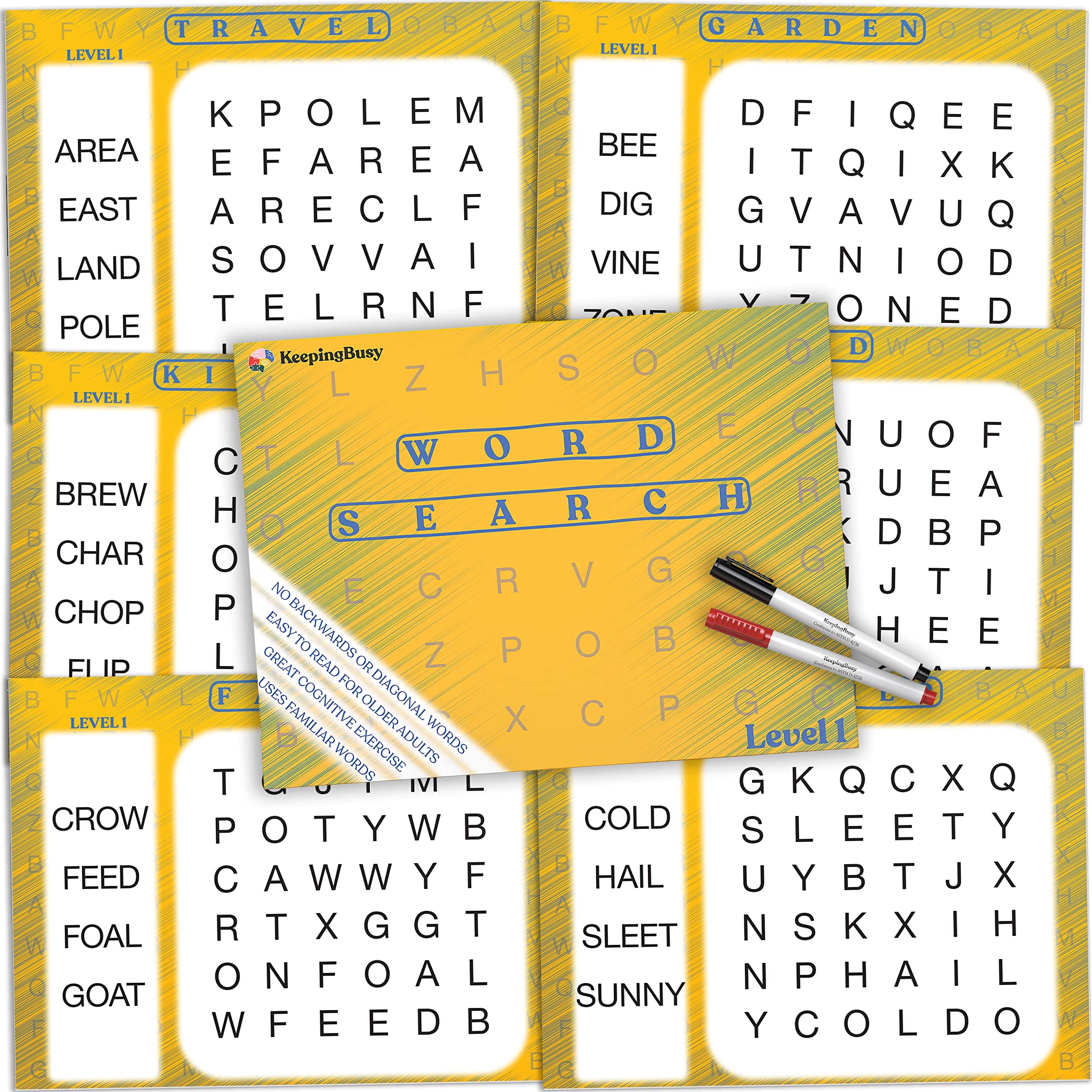 Amazon Keeping Busy Word Search Puzzles For Older Adults With Dementia Reusable Sheets With Markers For Alzheimer s Patients Engaging Alzheimer s And Dementia Activities For Seniors Toys U0026 Games