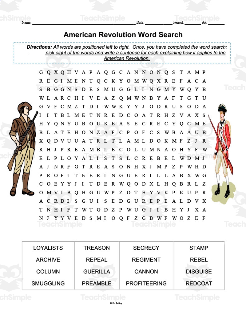 American Revolution Word Search