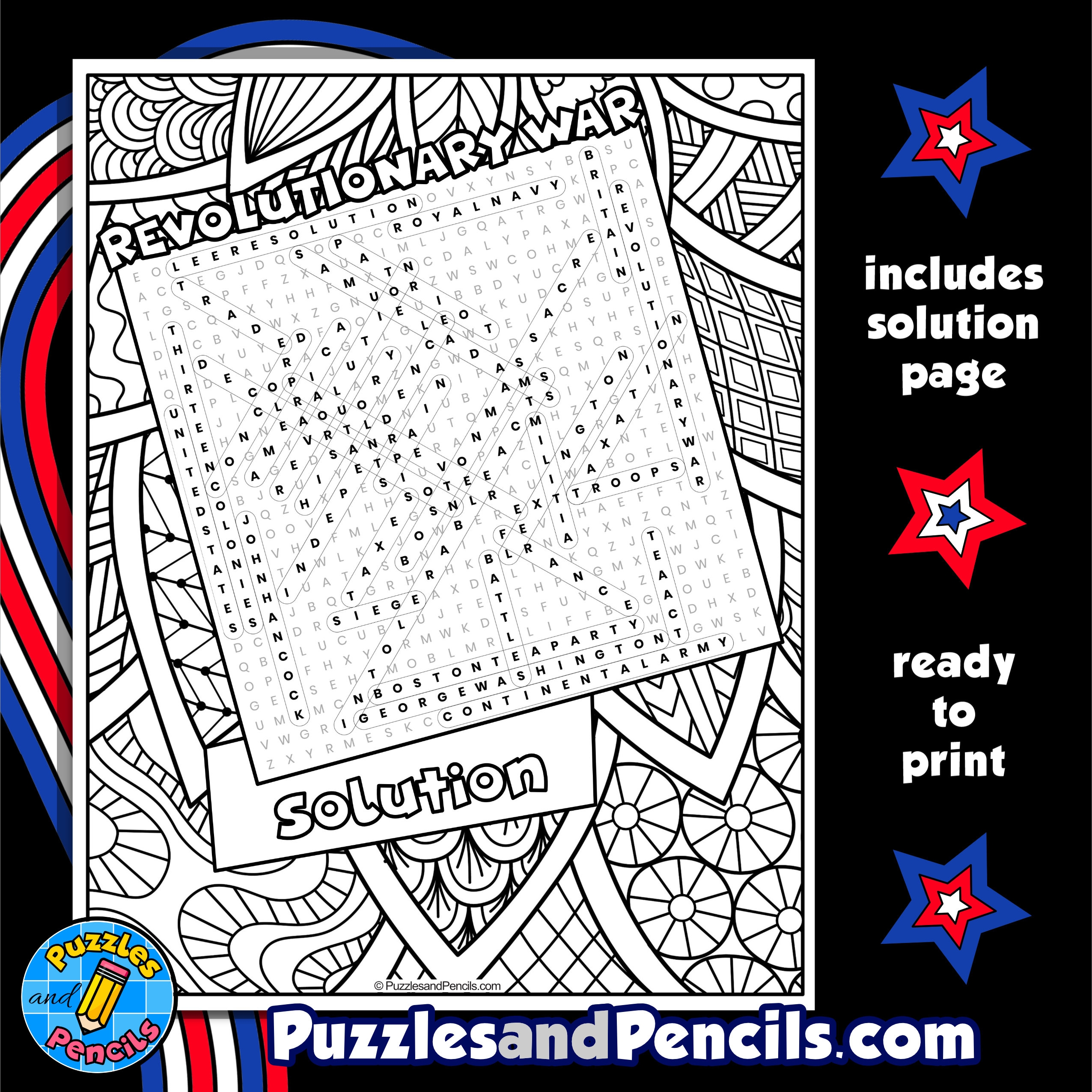 Revolutionary War Word Search Printable