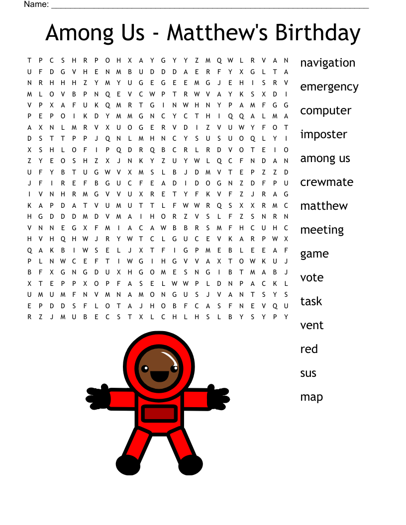 Among Us Word Search WordMint