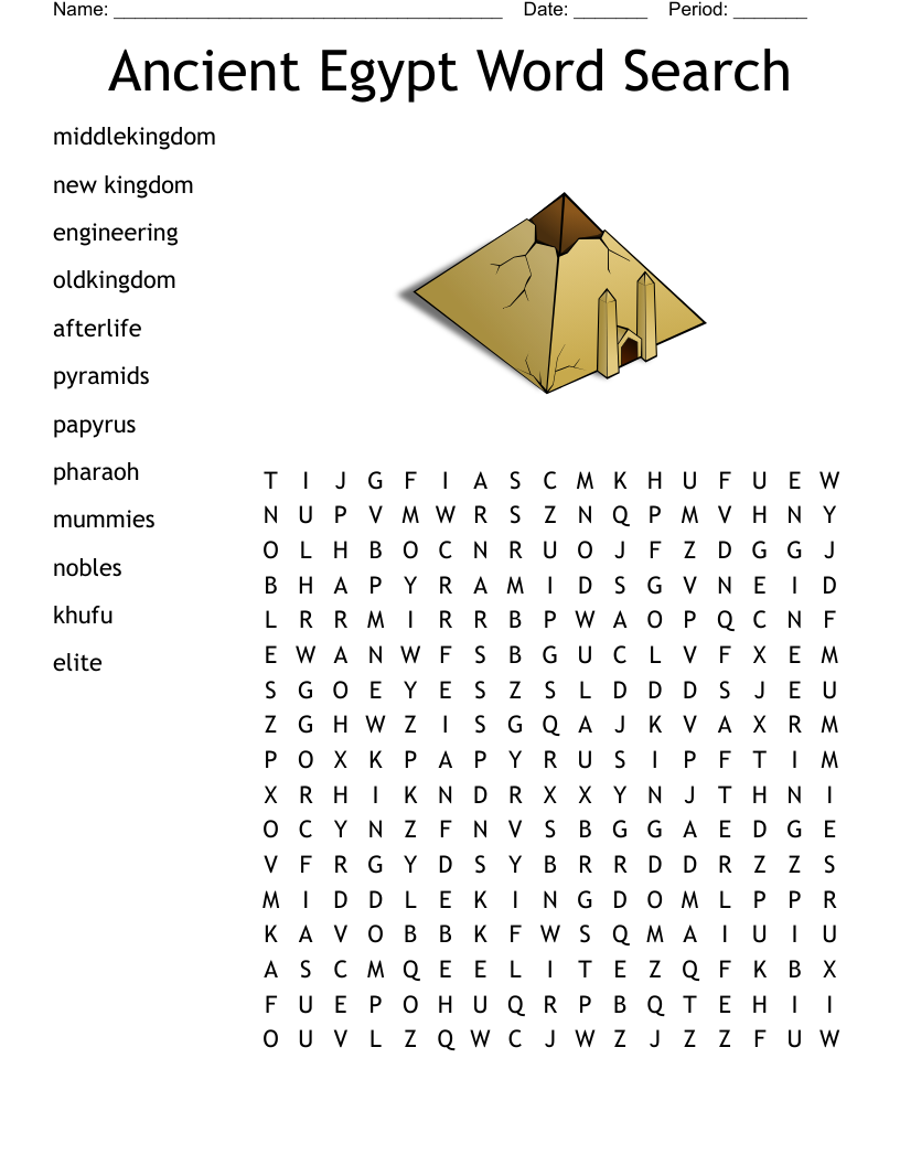 Ancient Egypt Word Search Printable