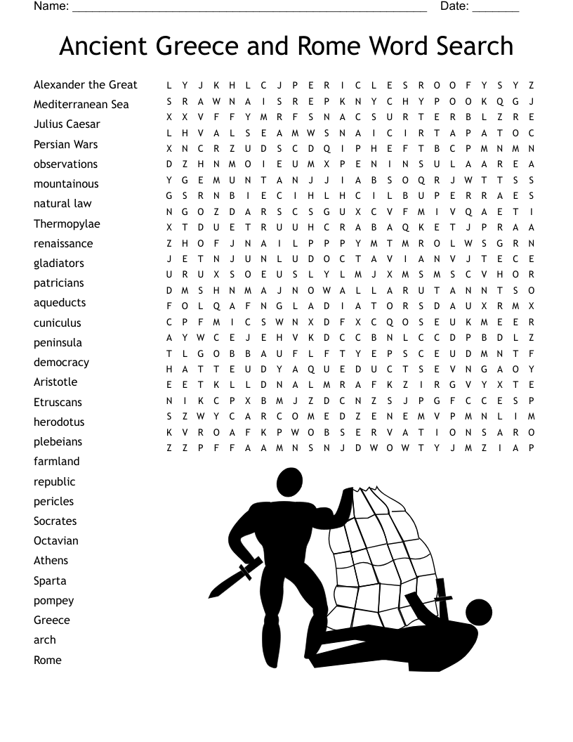 Ancient Greece And Rome Word Search WordMint