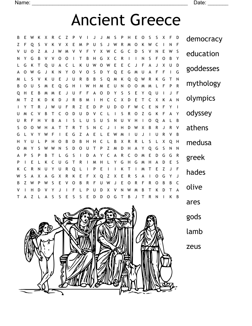 Ancient Greece Word Search Printable