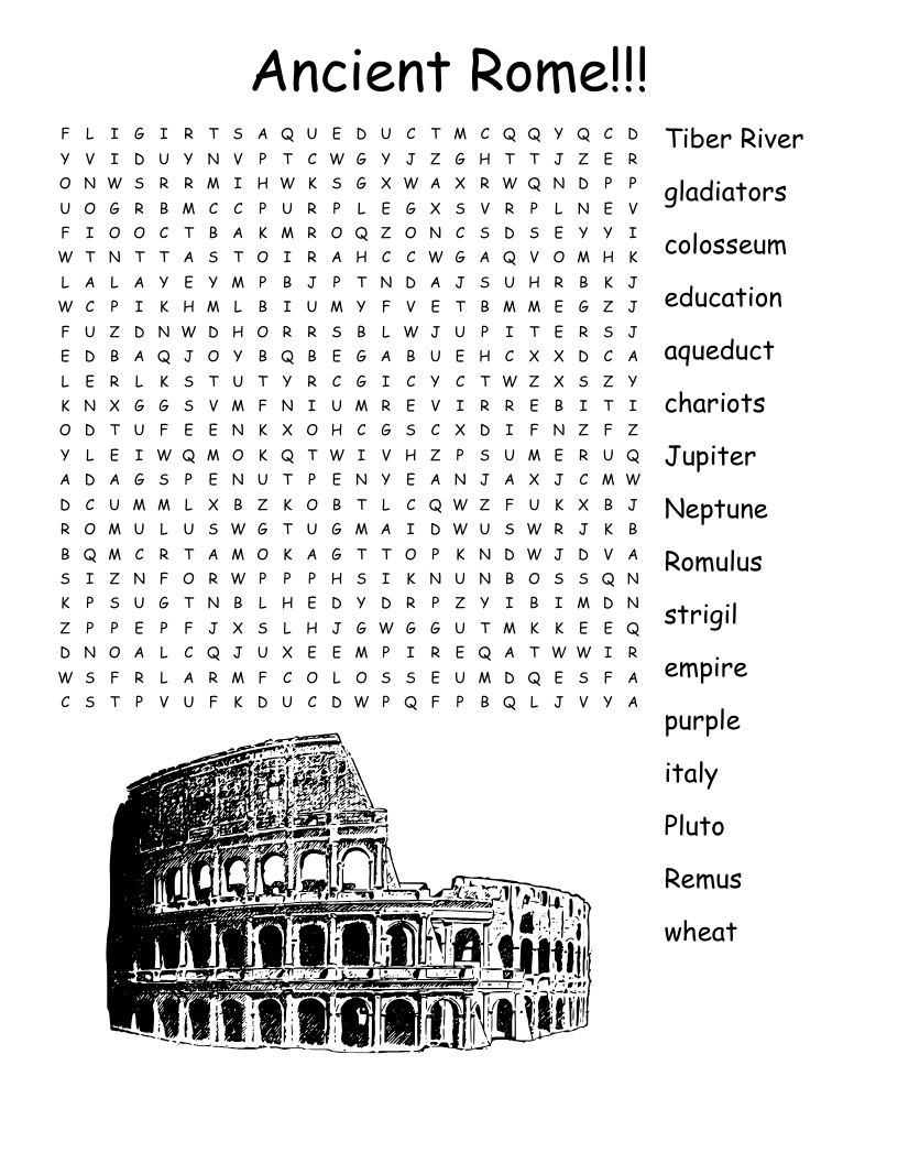 Roman Word Search Printable
