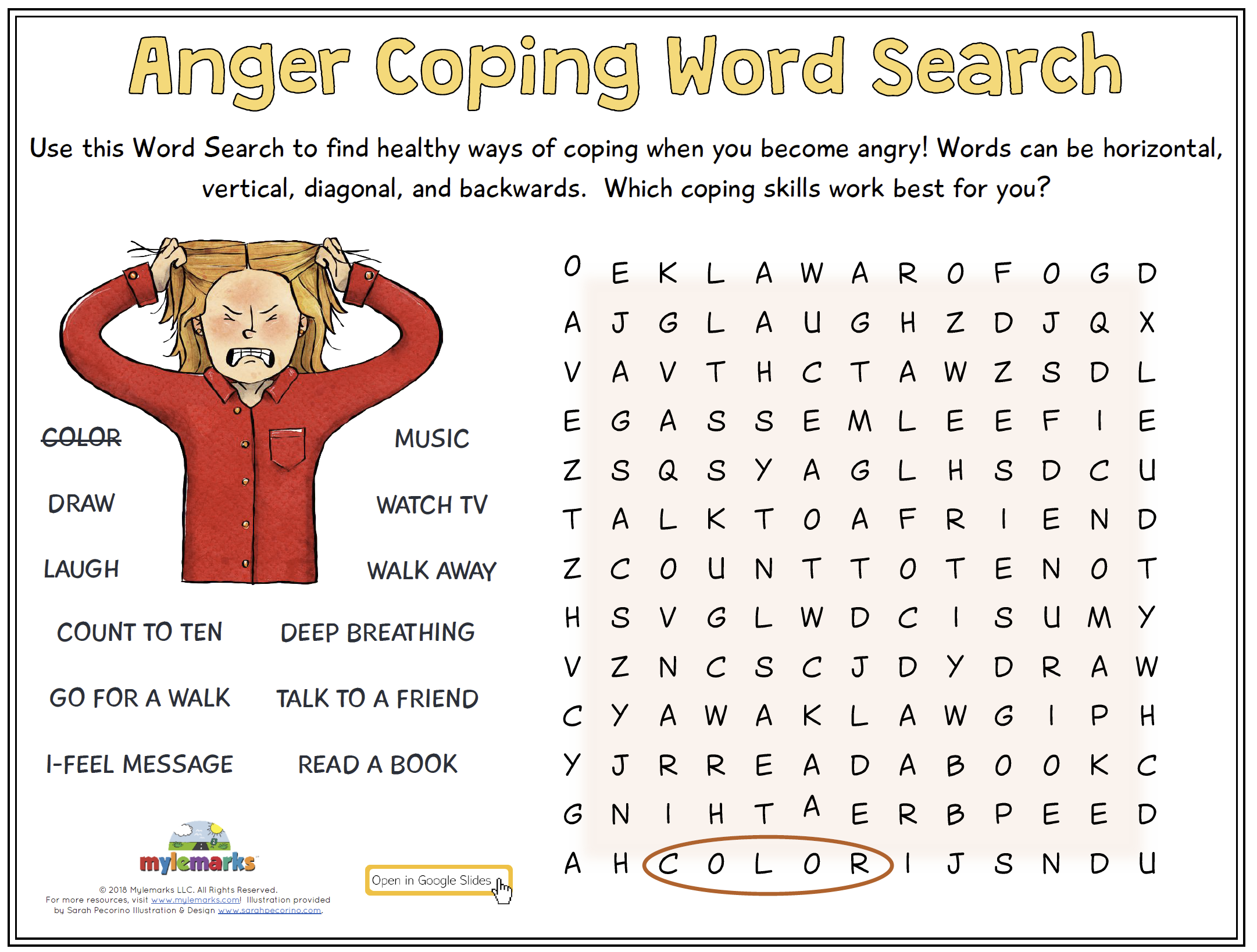 Anger Coping Word Search GS 