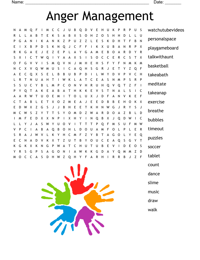Anger Management Word Search WordMint