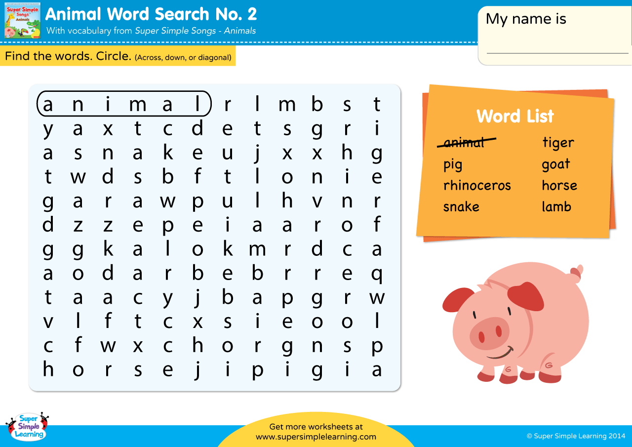 Second Grade Word Search Printable