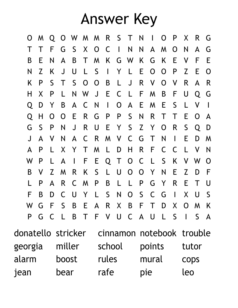 Printable Word Search With Answers