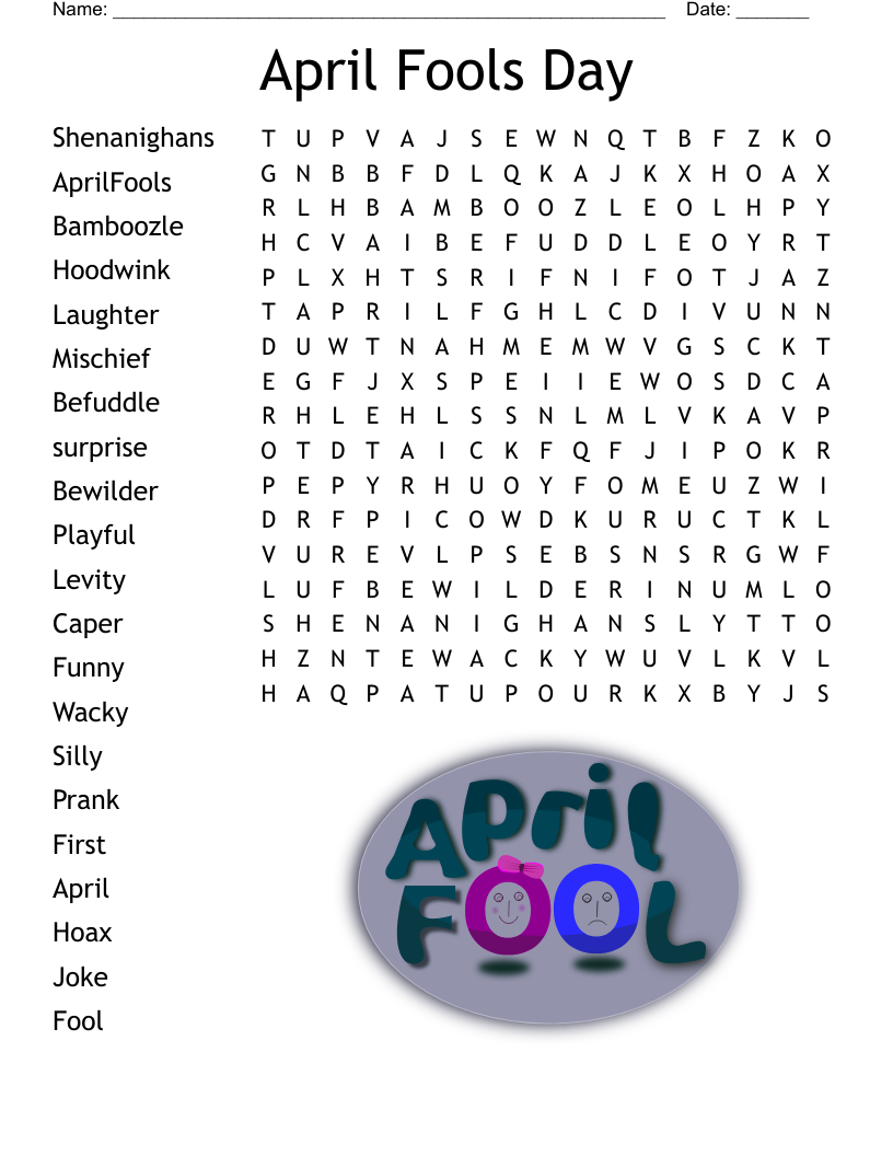 Free Printable April Fools Word Search