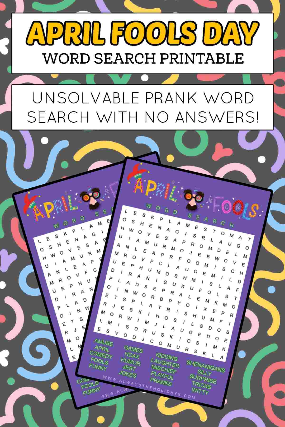 Free Printable April Fools Word Search