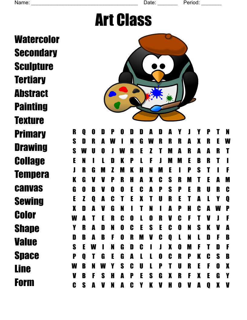 Free Printable Art Word Search