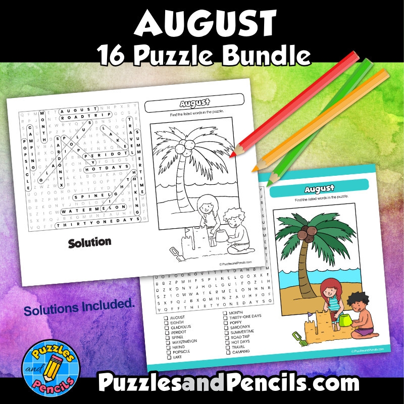 August Word Search Printable