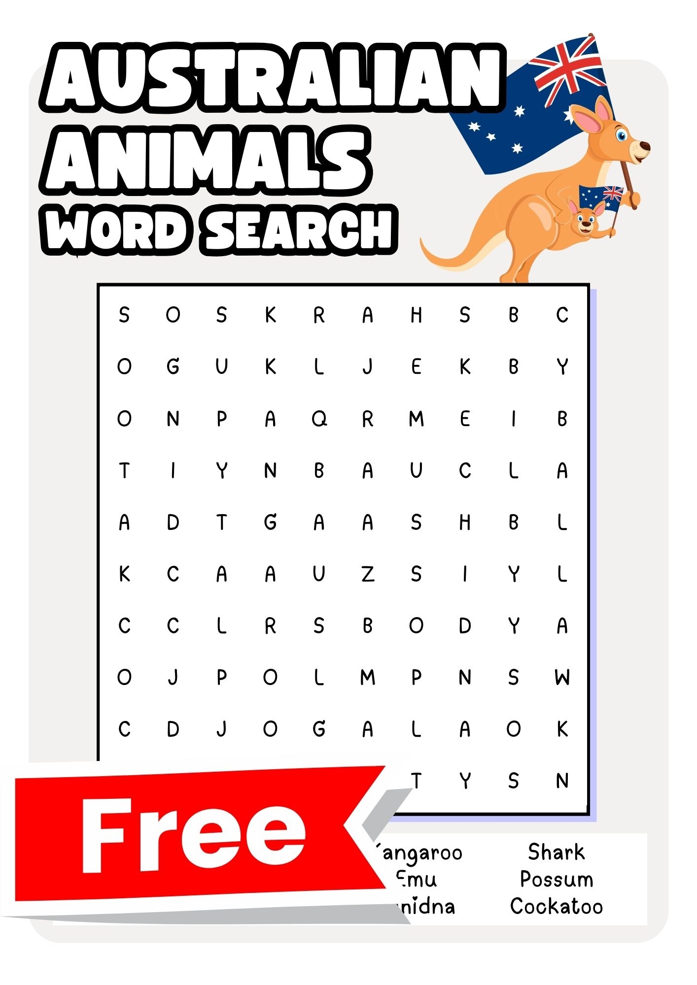 Australian Animals Word Searches Free To Print Teach Prints