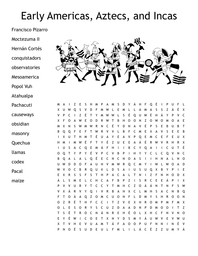 Aztec Word Search Printable