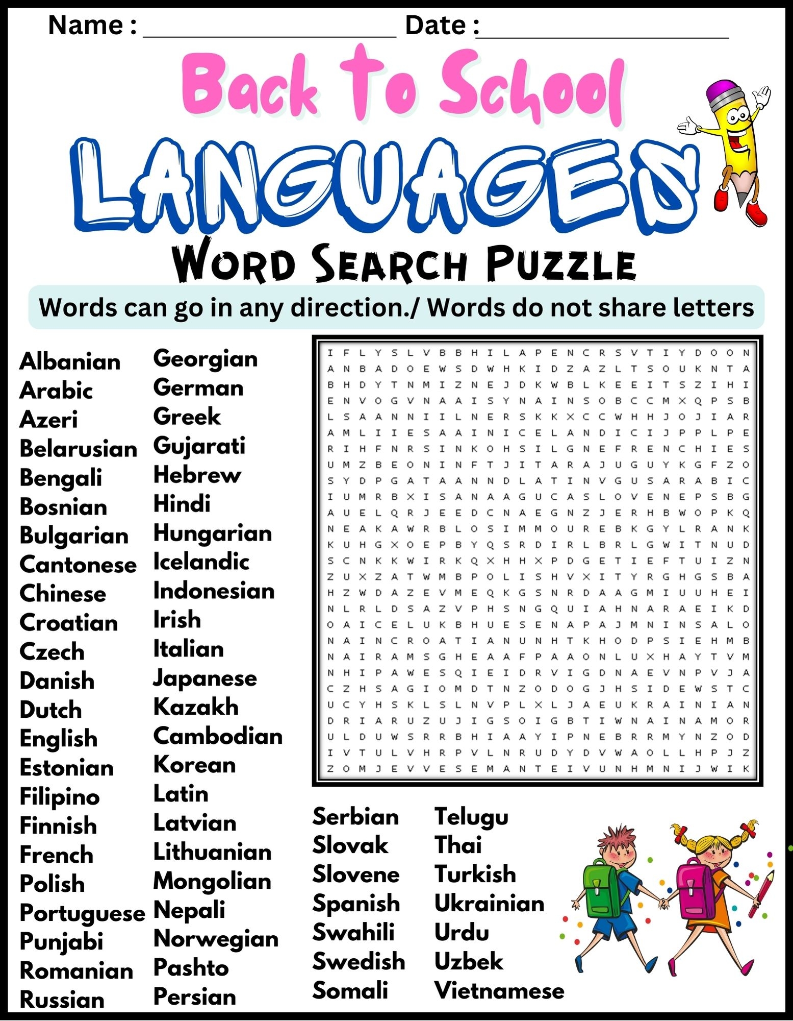 Back To School Languages Word Search Puzzle Worksheet Activity Made By Teachers
