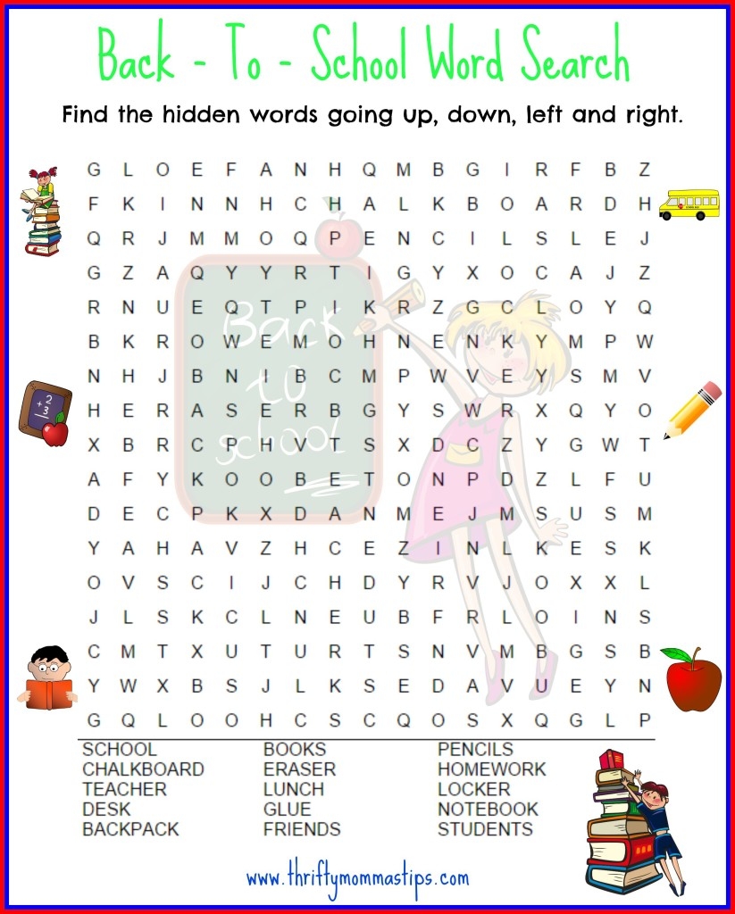 Printable Back To School Word Search