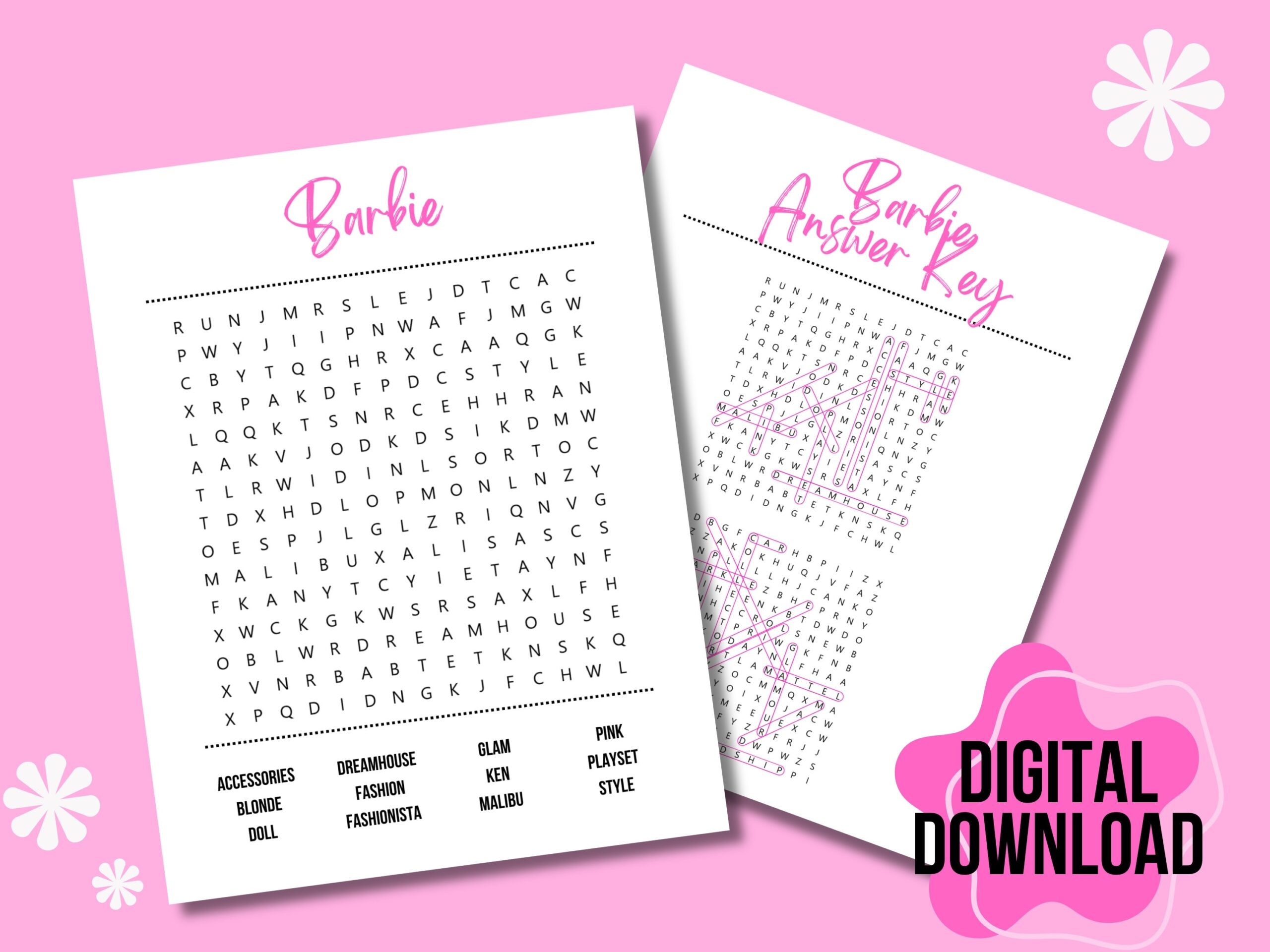 Free Printable Barbie Word Search