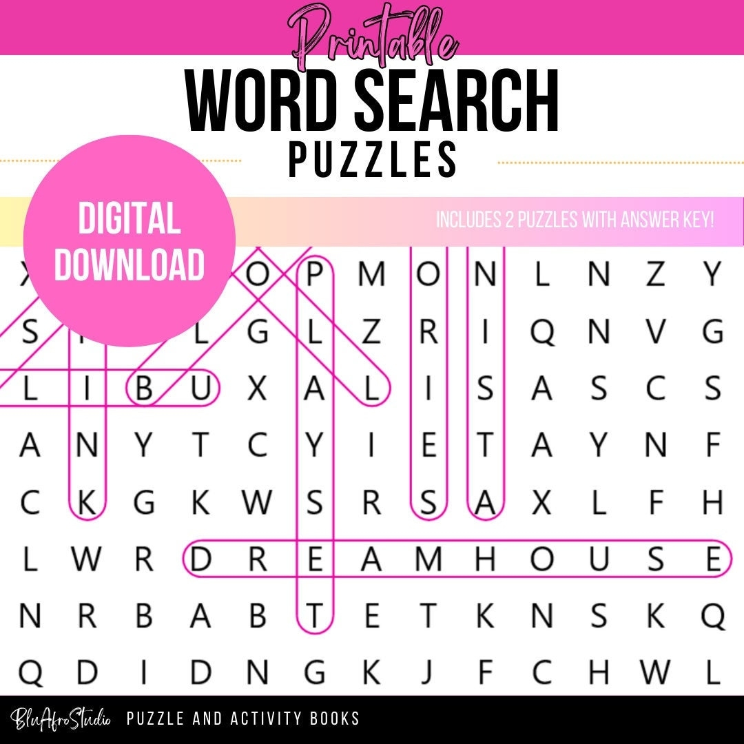 Barbie Word Search Puzzle Fun Activity For All Printable Pages With Answer Key Instant Download PDF Etsy