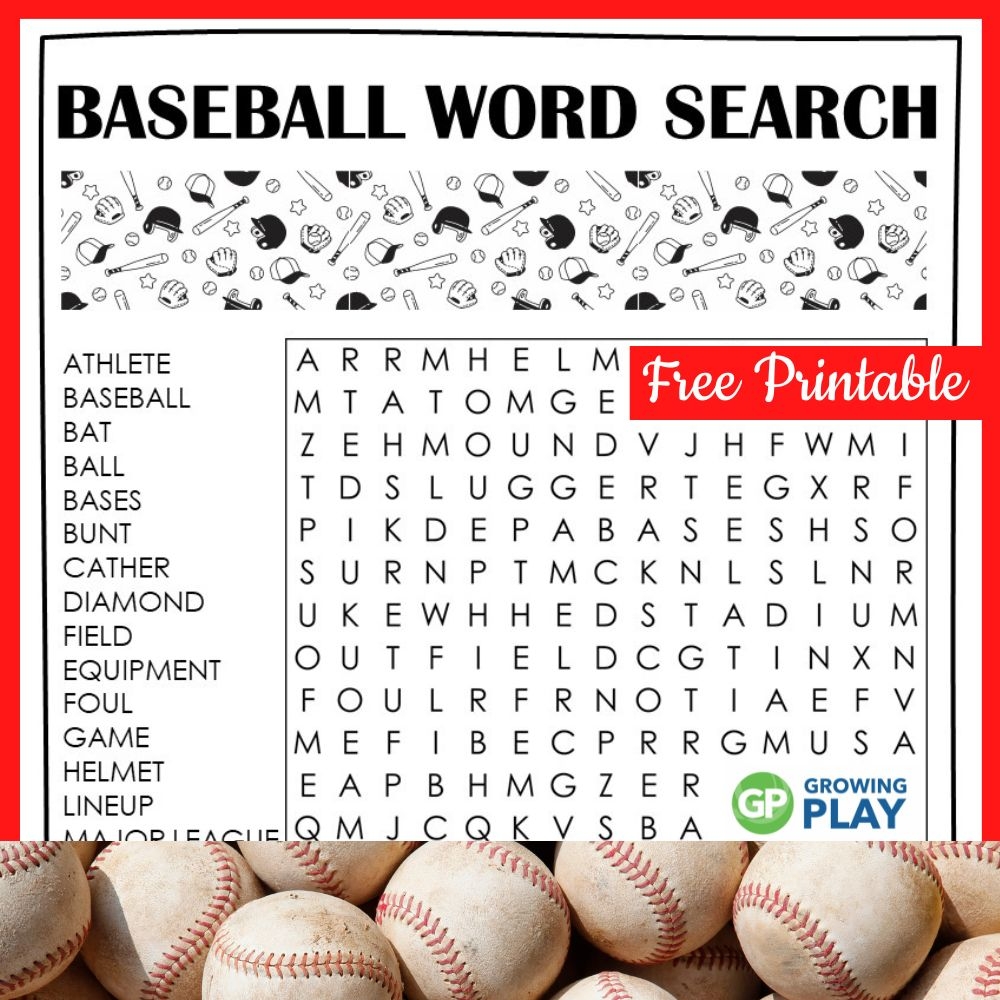 Baseball Word Search FREE PDF Growing Play