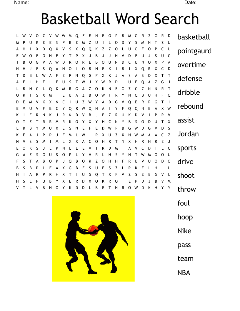 Free Printable Basketball Word Search