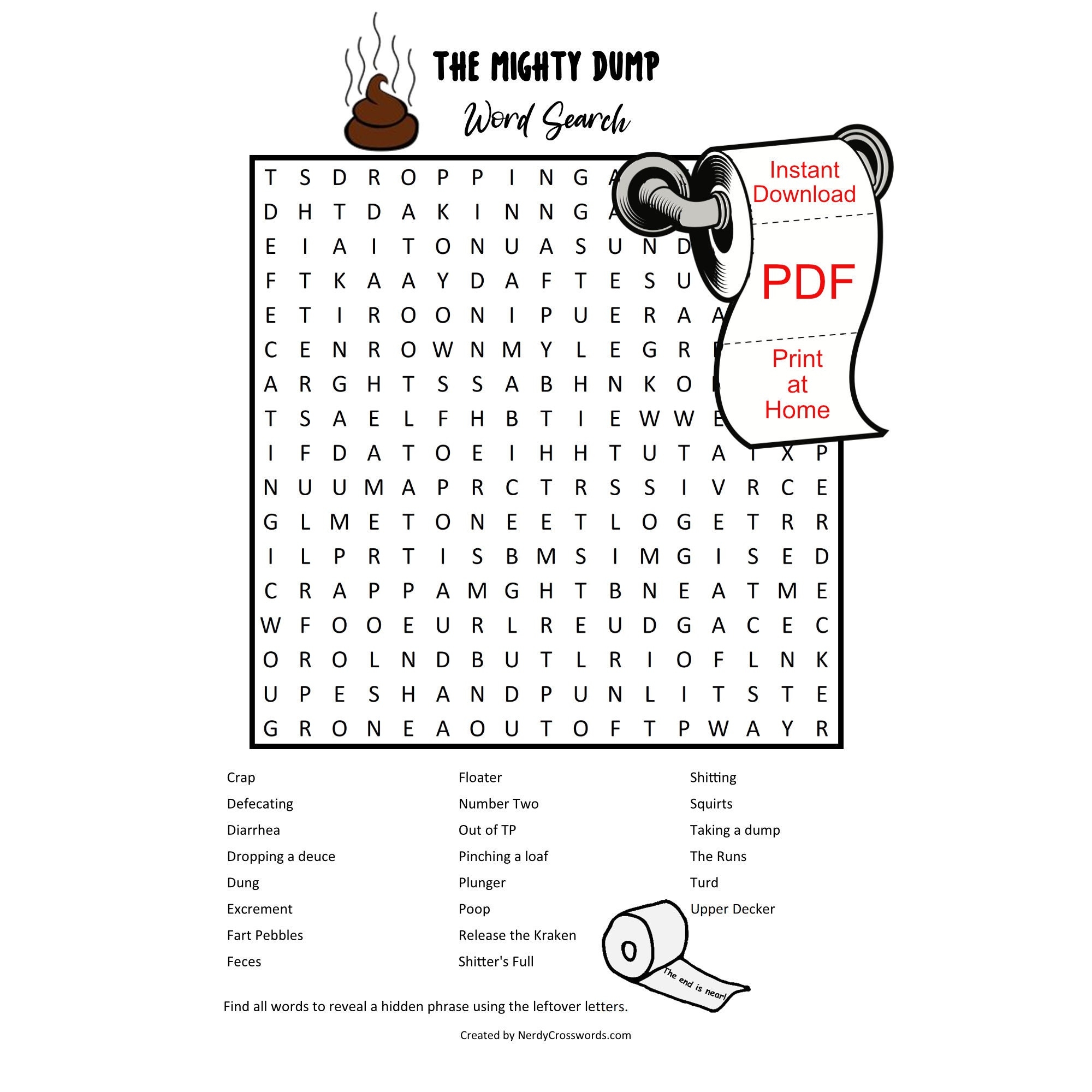 Free Printable Bathroom Word Search