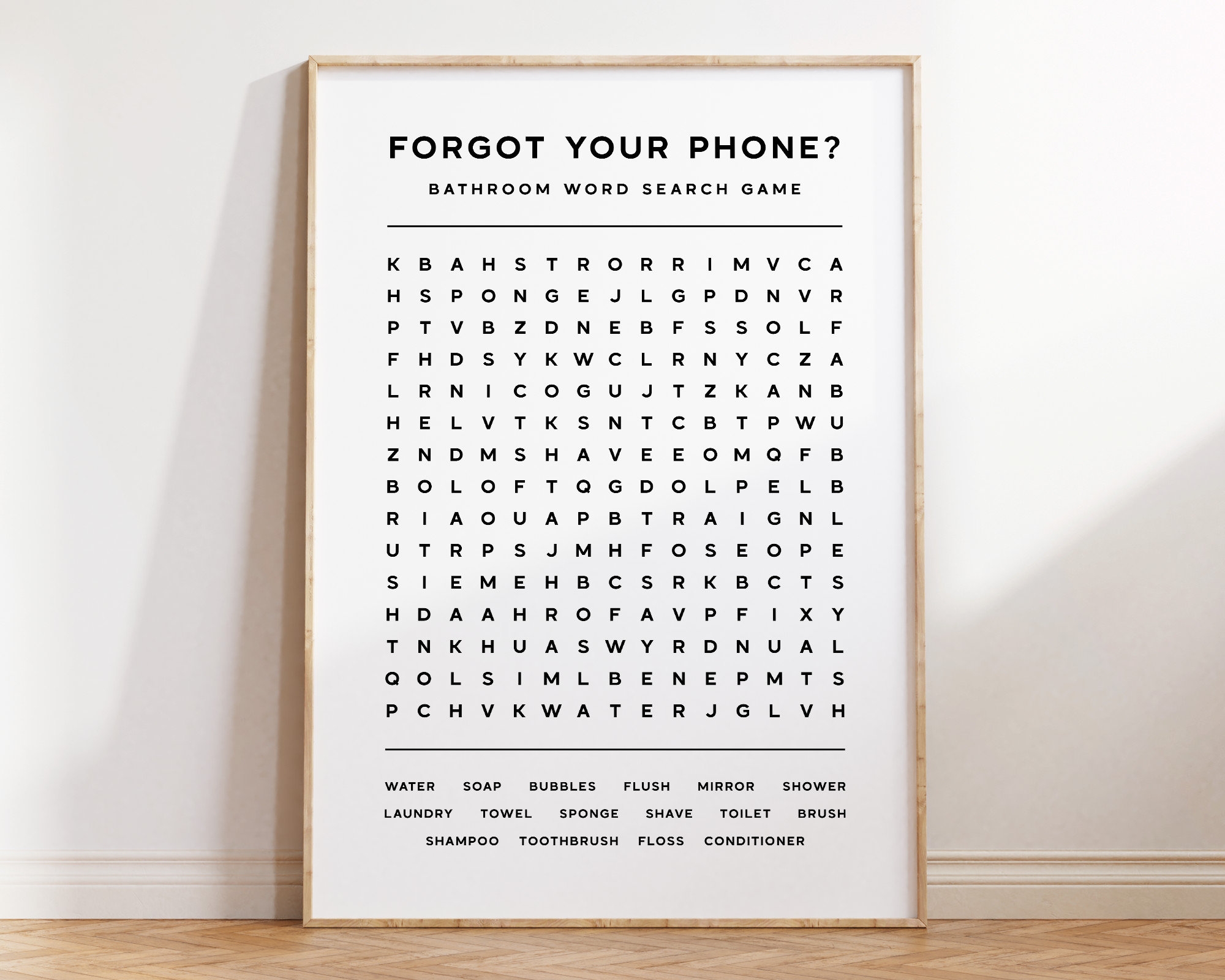 Bathroom Word Search Wall Art Printable Forgot Your Phone Wall Decor Funny Bathroom Sign Word Search Game Art Print Guest Bathroom Decor Etsy