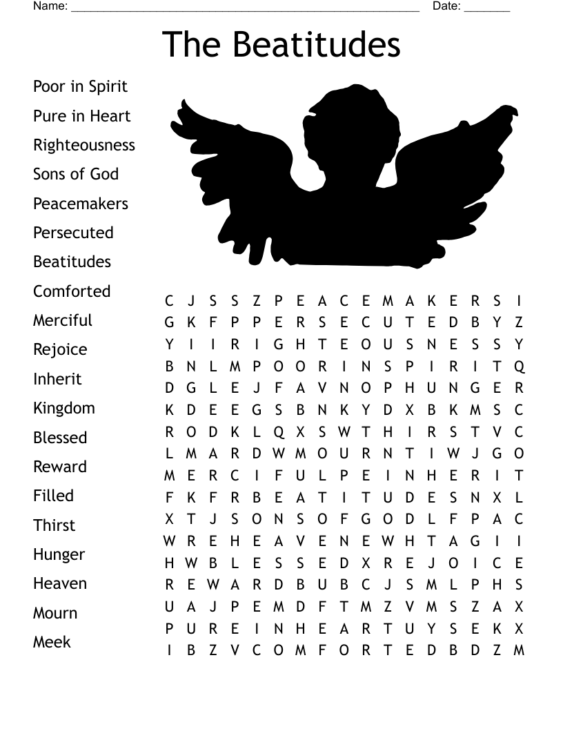 Beatitudes Word Search Printable