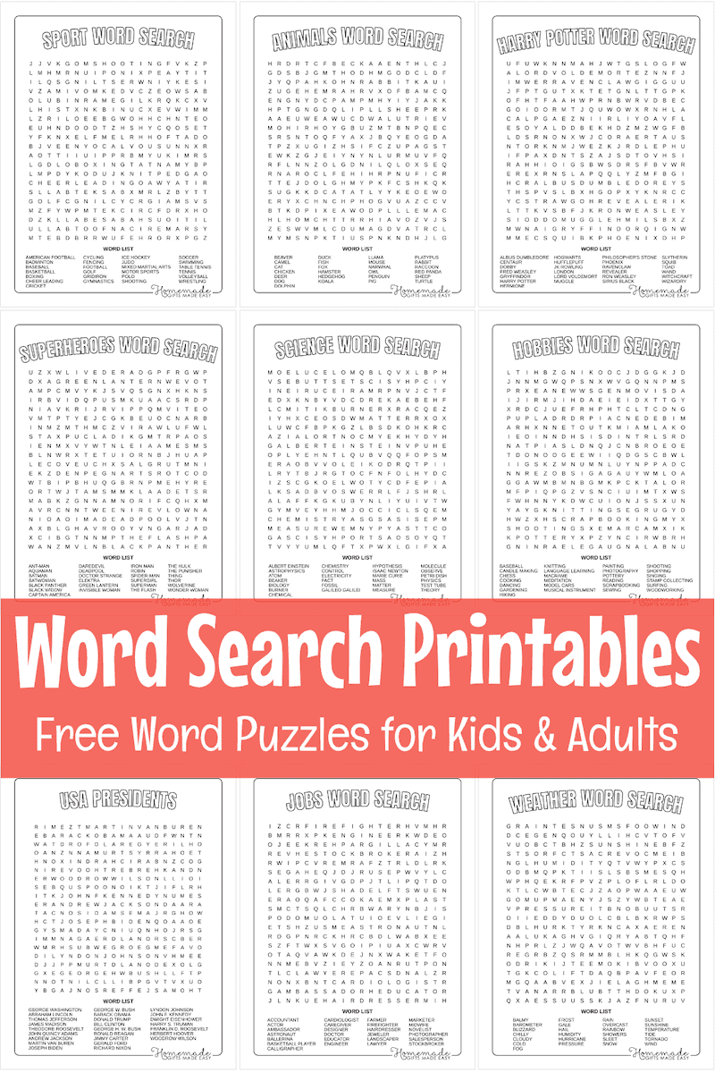 Free Printable Educational Word Search Puzzles