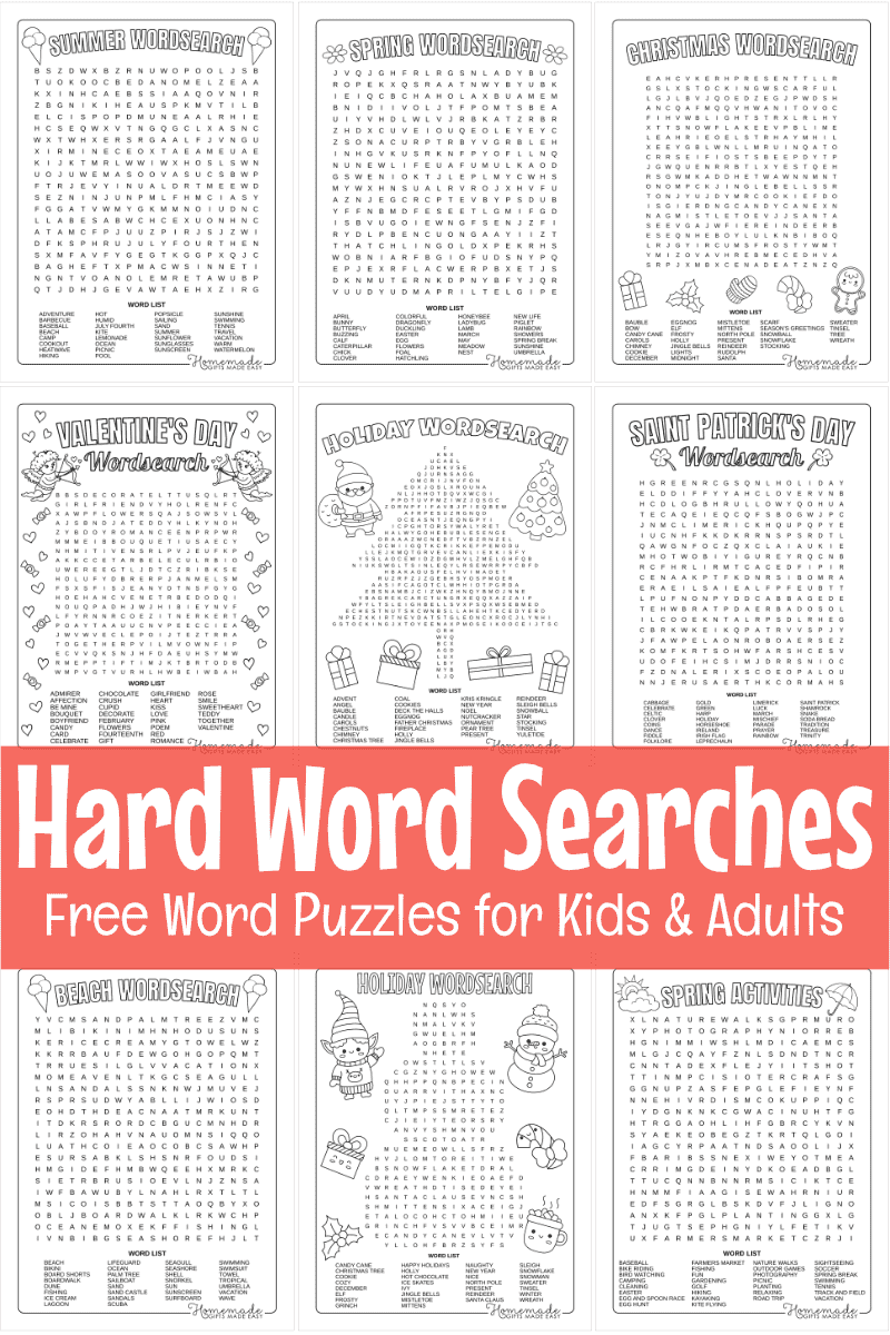 100 Word Hard Word Search Printable