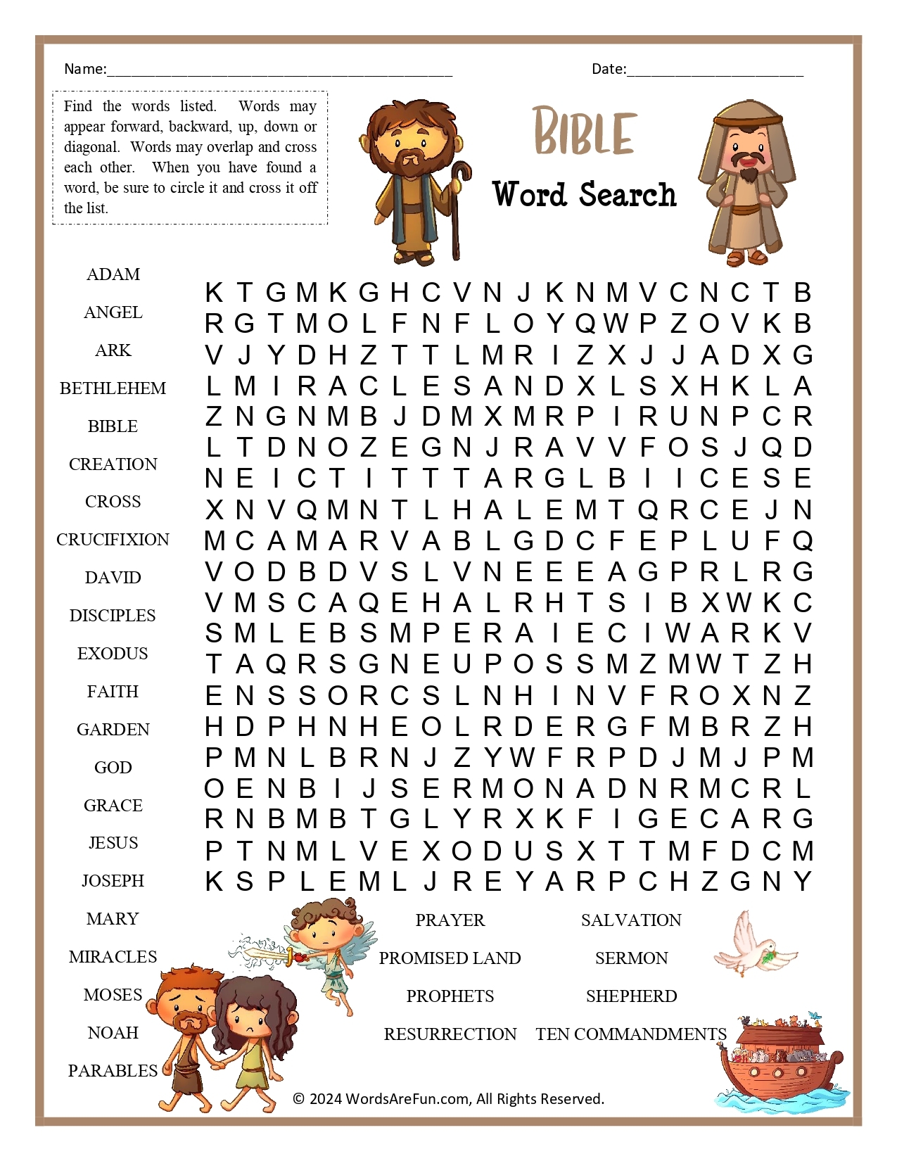 Free Printable Bible Word Search Games