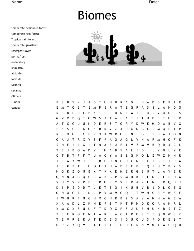 Biomes Word Search WordMint