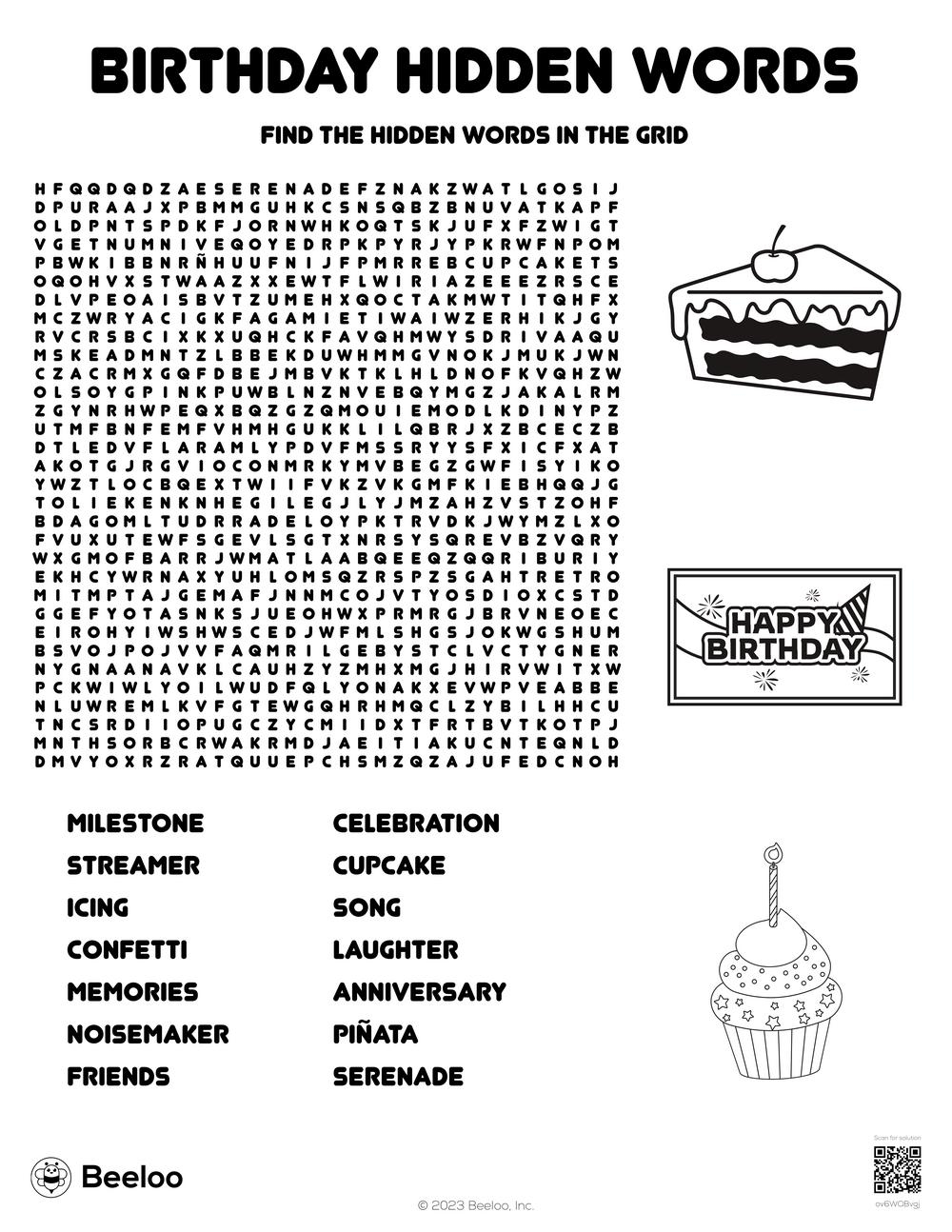 Birthday themed Word Searches Beeloo Printable Crafts And 