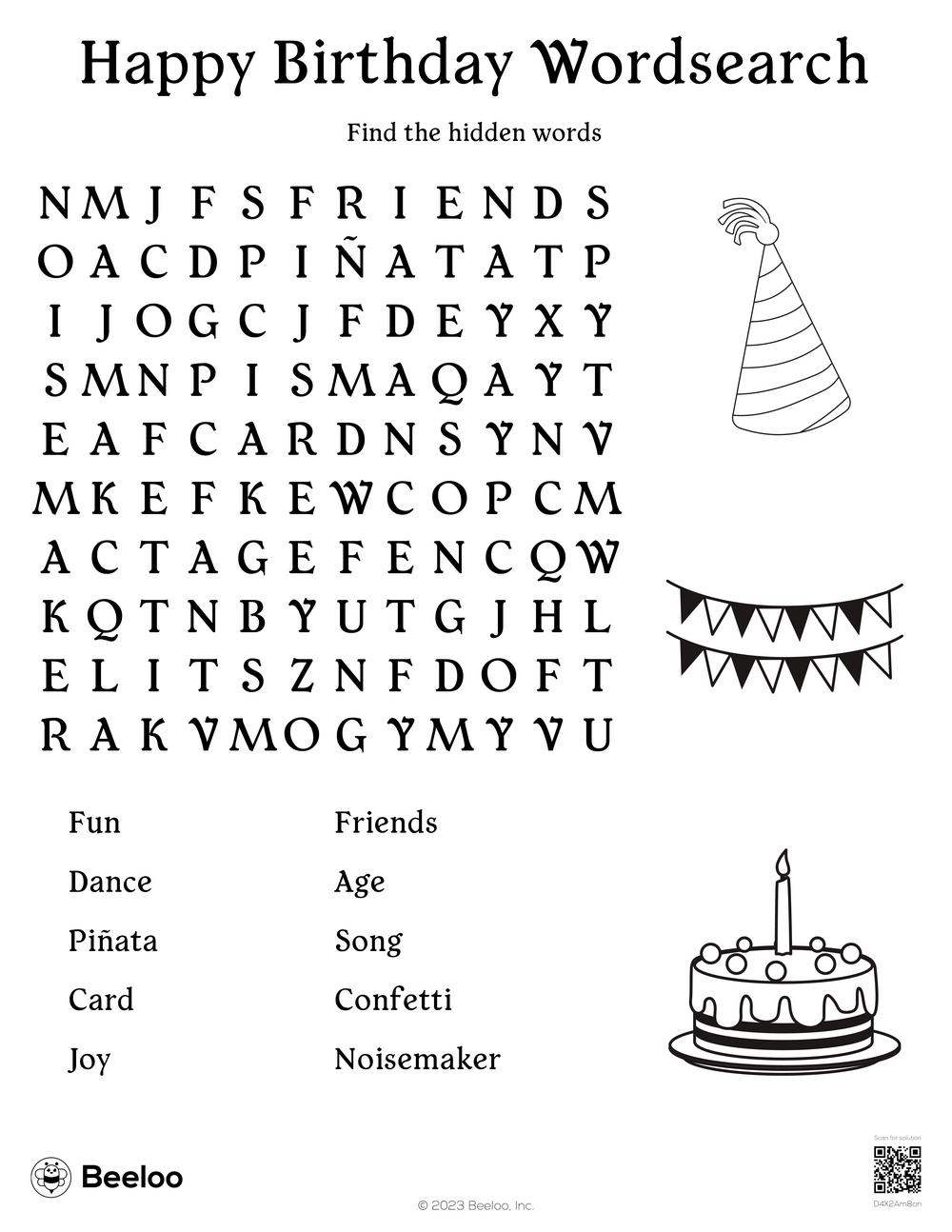 Birthday themed Word Searches Beeloo Printable Crafts And Activities For Kids