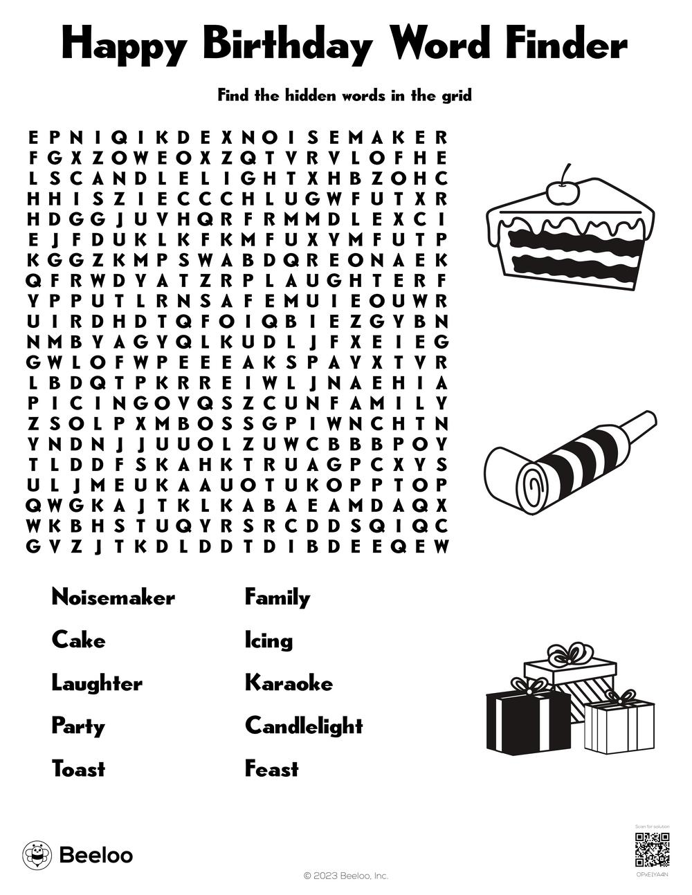 Birthday themed Word Searches Beeloo Printable Crafts And Activities For Kids